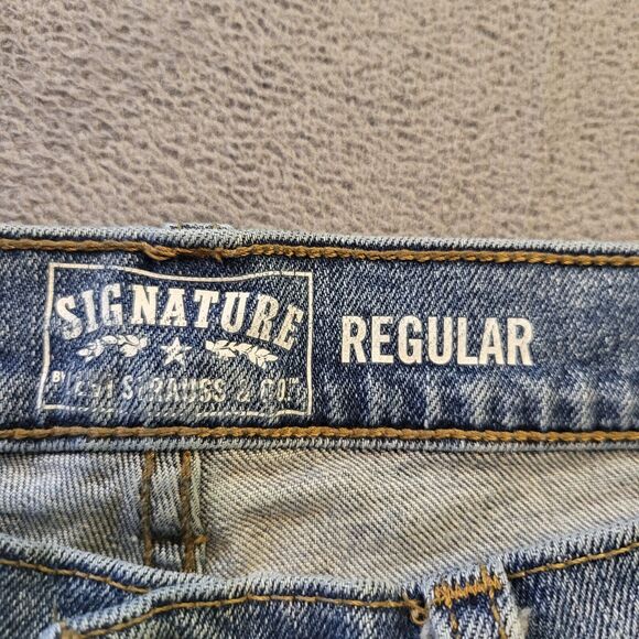 Levis Signature Mens 32x30 Regular Fit Straight Leg Distressed Denim Jeans - Picture 3 of 12